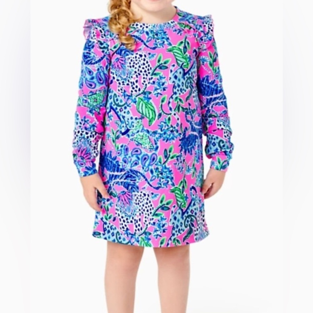 Lilly Pulitzer Girls Elfrea Pink Animal Print Dress